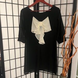 Black Dress with Cream Bow Back